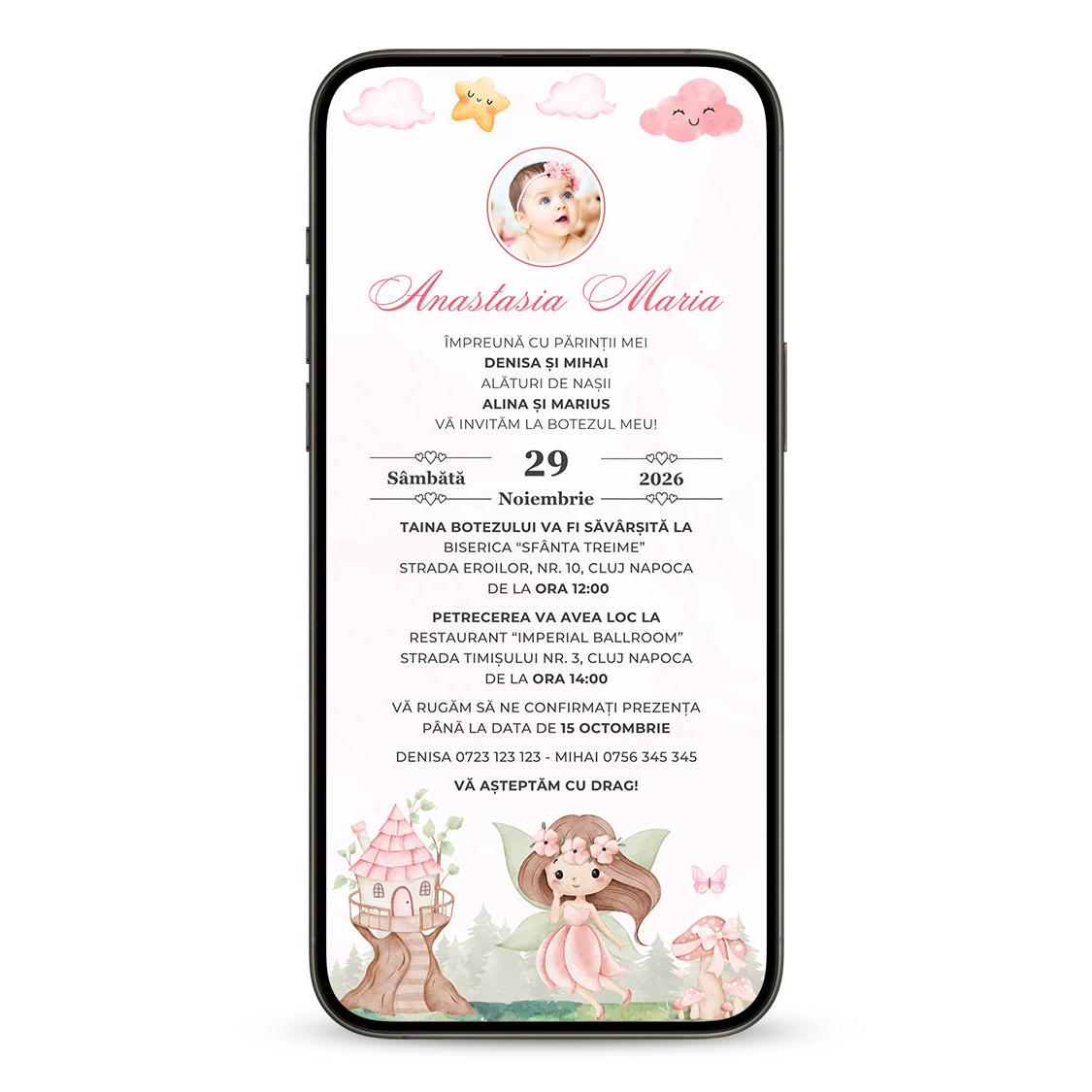 Invitatie Botez Wonderland, Format Digital-BalloonEvents.ro