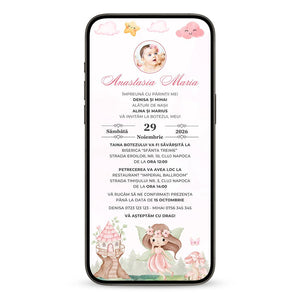 Invitatie Botez Wonderland, Format Digital-BalloonEvents.ro