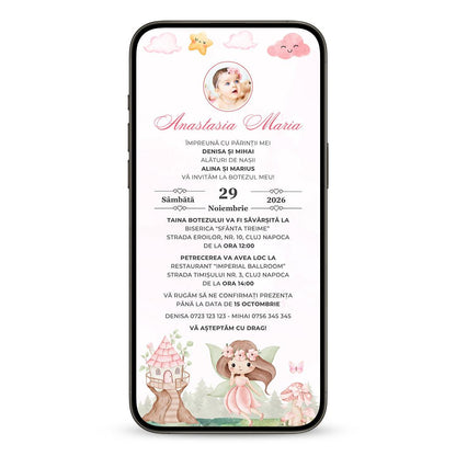 Invitatie Botez Wonderland, Format Digital-BalloonEvents.ro