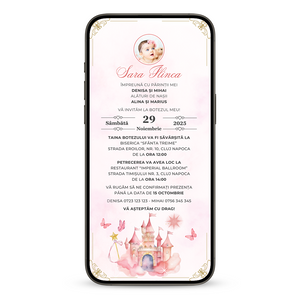 Invitatie Botez Wonderland, Format Digital-BalloonEvents.ro