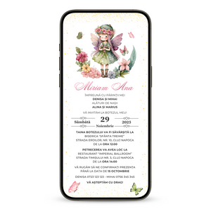 Invitatie Botez Zana Florilor, Format Digital-BalloonEvents.ro