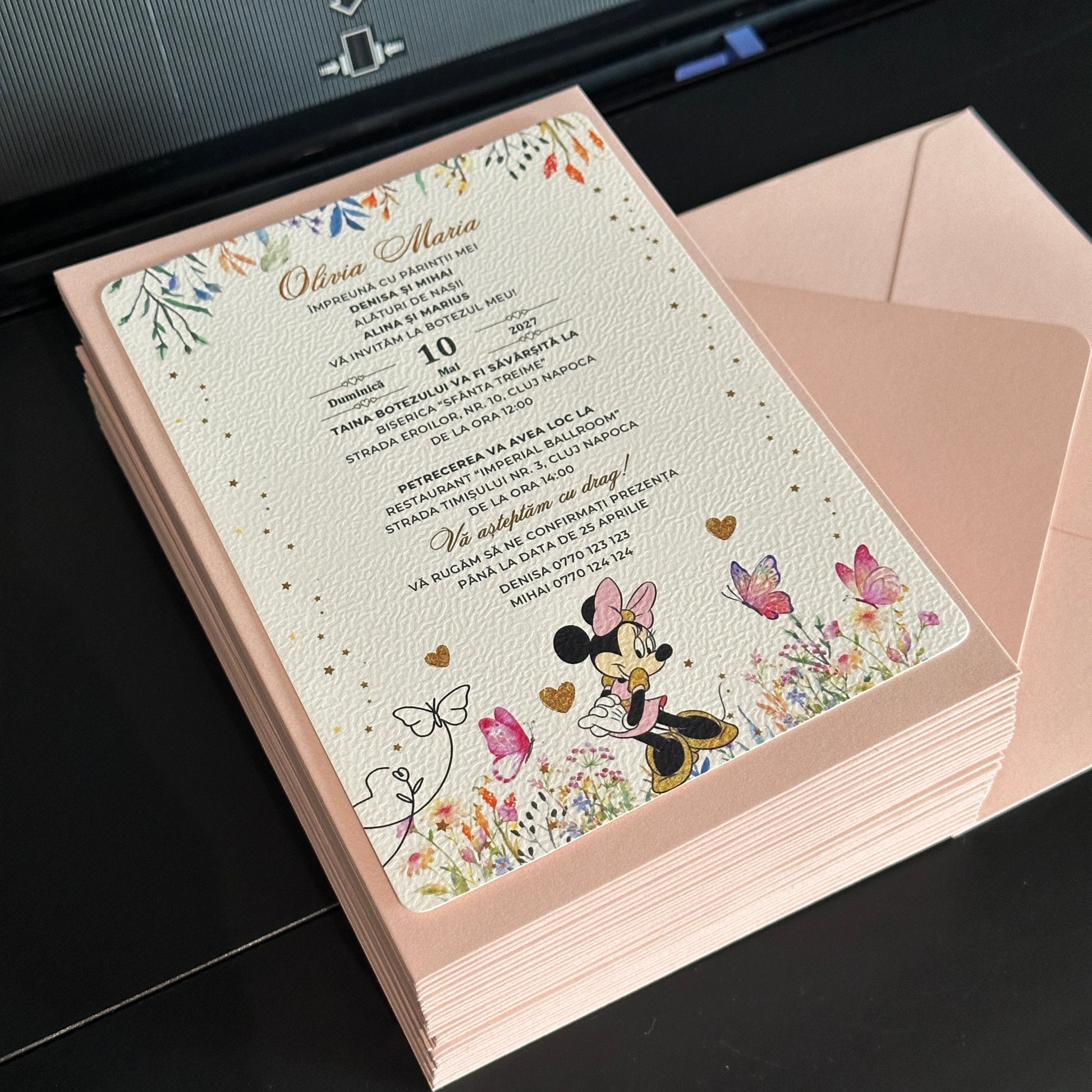 Invitatie Hartie Texturata Premium + Plic Cartonat (Print - Minim 30 Buc)