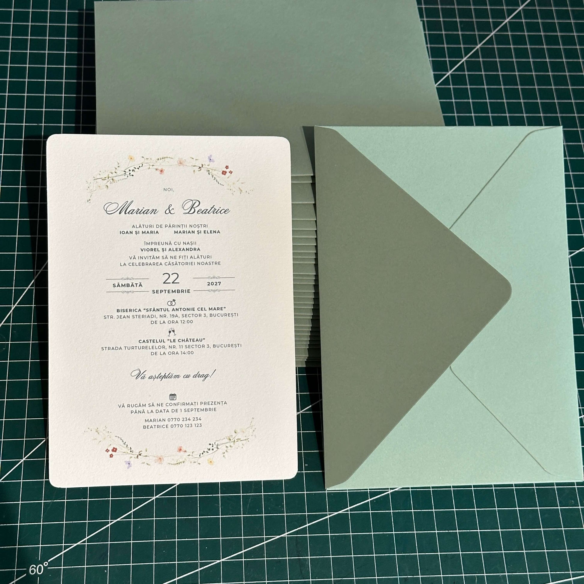 Invitatie Hartie Texturata Premium + Plic Cartonat (Print - Minim 30 Buc)