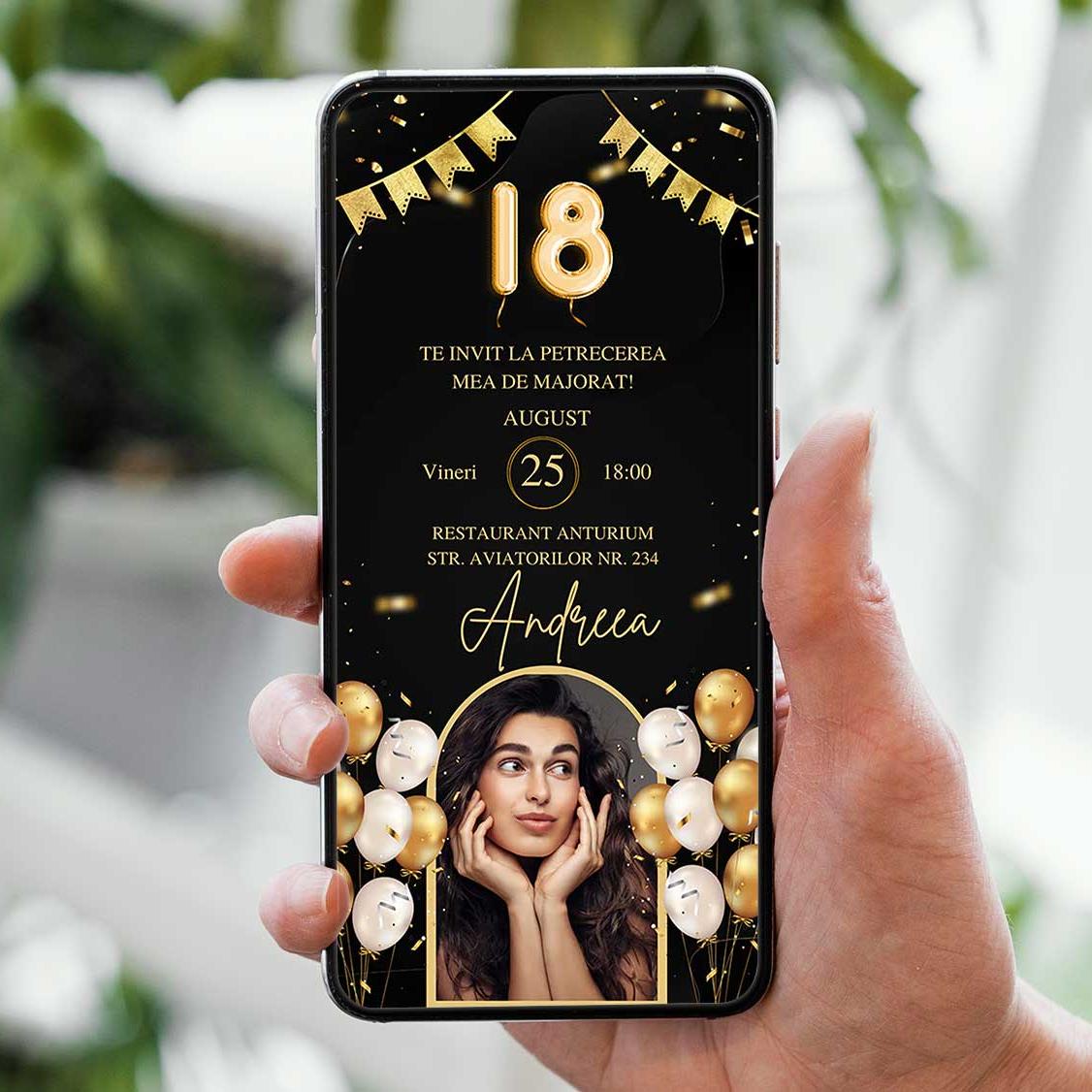 Invitatie Majorat Gorgeous, Format Digital-BalloonEvents.ro