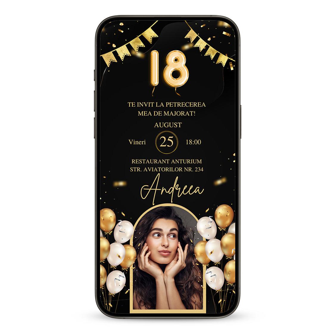 Invitatie Majorat Gorgeous, Format Digital-BalloonEvents.ro