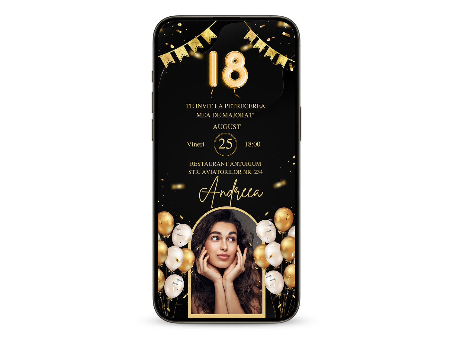Invitatie Majorat Gorgeous, Format Digital