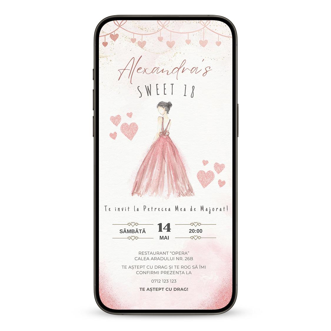 Invitatie Majorat Princess, Format Digital-BalloonEvents.ro