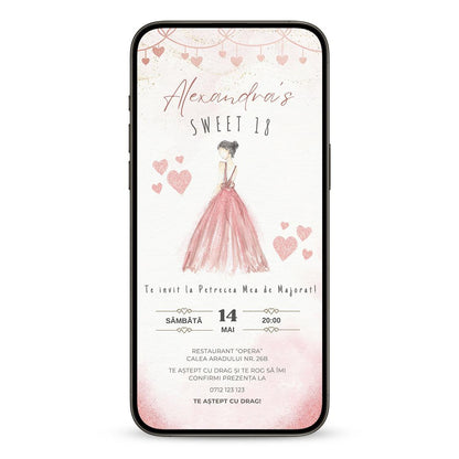 Invitatie Majorat Princess, Format Digital-BalloonEvents.ro