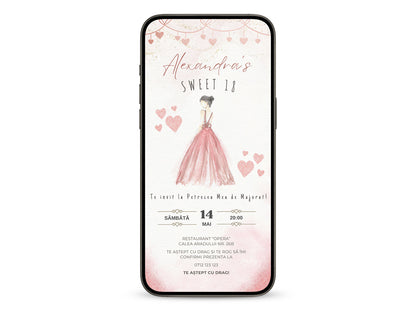 Invitatie Majorat Princess, Format Digital