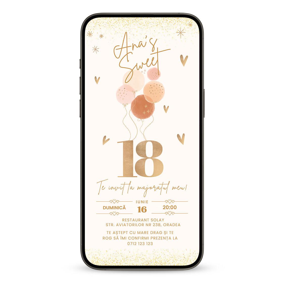 Invitatie Majorat Sweet, Format Digital-BalloonEvents.ro