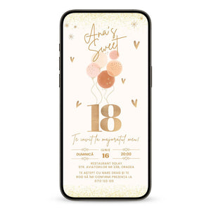 Invitatie Majorat Sweet, Format Digital-BalloonEvents.ro