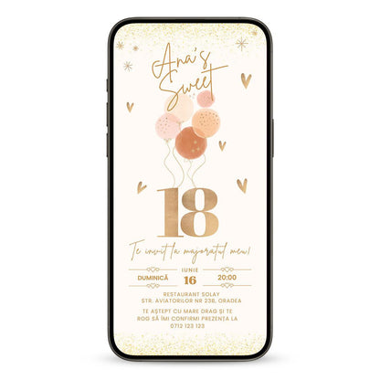 Invitatie Majorat Sweet, Format Digital-BalloonEvents.ro