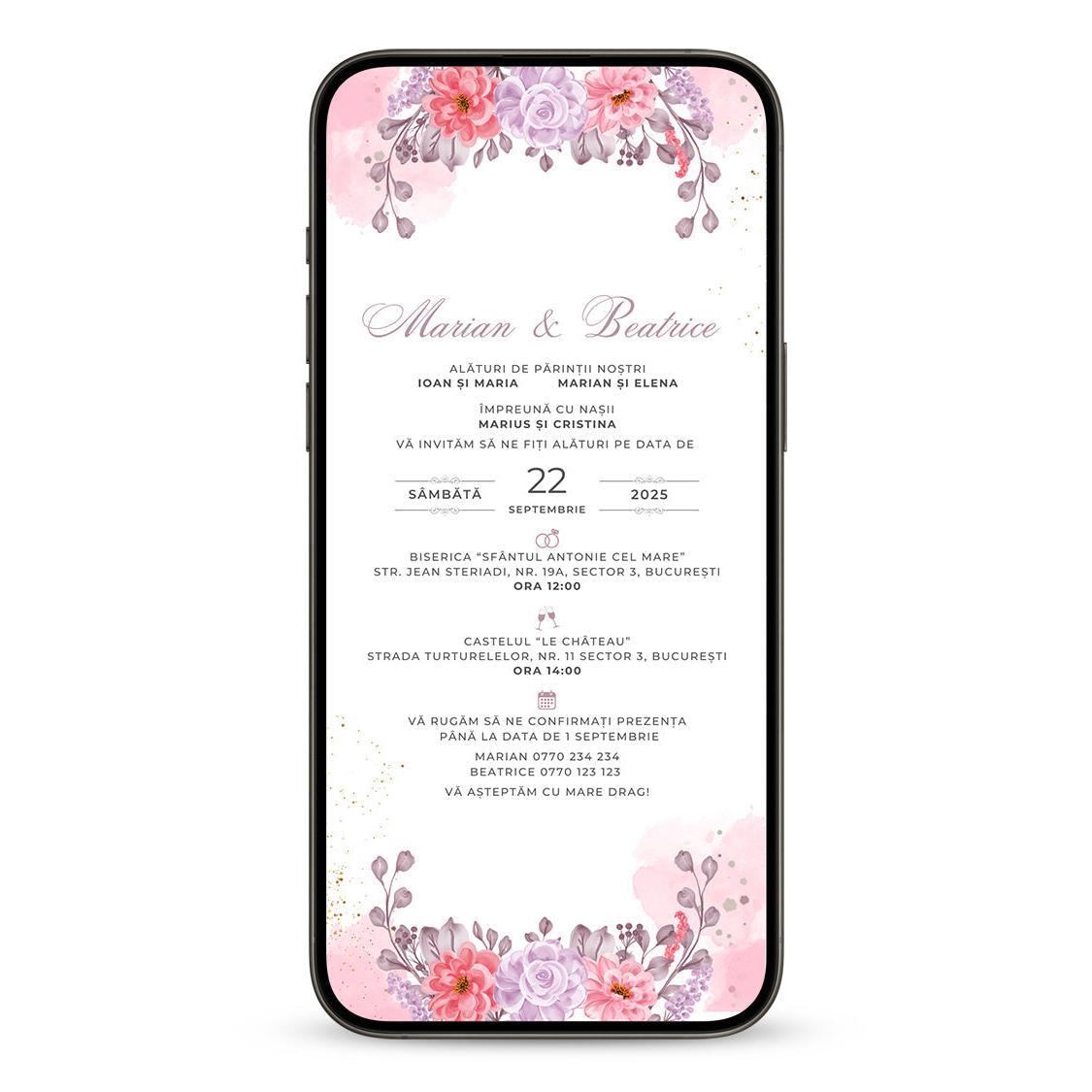 Invitatie Nunta Beauty, Format Digital-BalloonEvents.ro