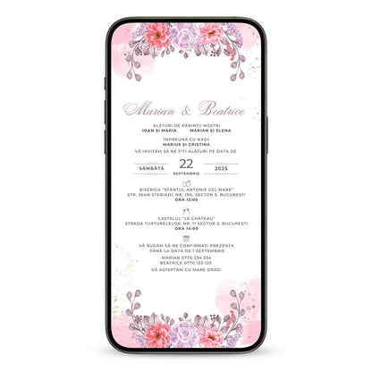 Invitatie Nunta Beauty, Format Digital-BalloonEvents.ro