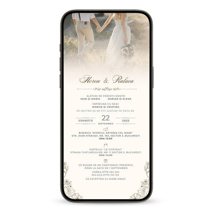Invitatie Nunta Beige, Format Digital-BalloonEvents.ro