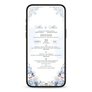 Invitatie Cununie Civila Blue Moon, Format Digital