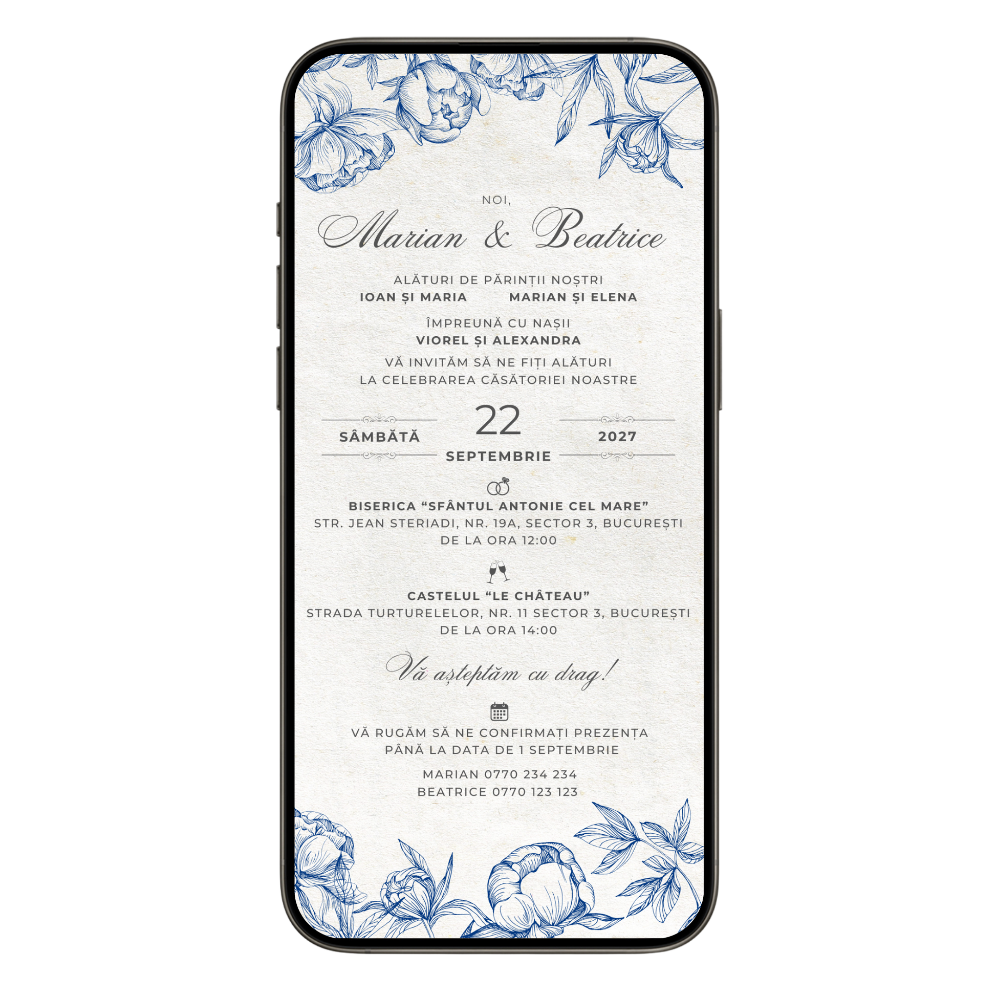 Invitatie Nunta Blue Story, Format Digital