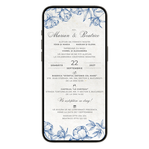 Invitatie Nunta Blue Story, Format Digital