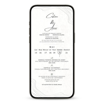 Invitatie Nunta Calendar, Format Digital