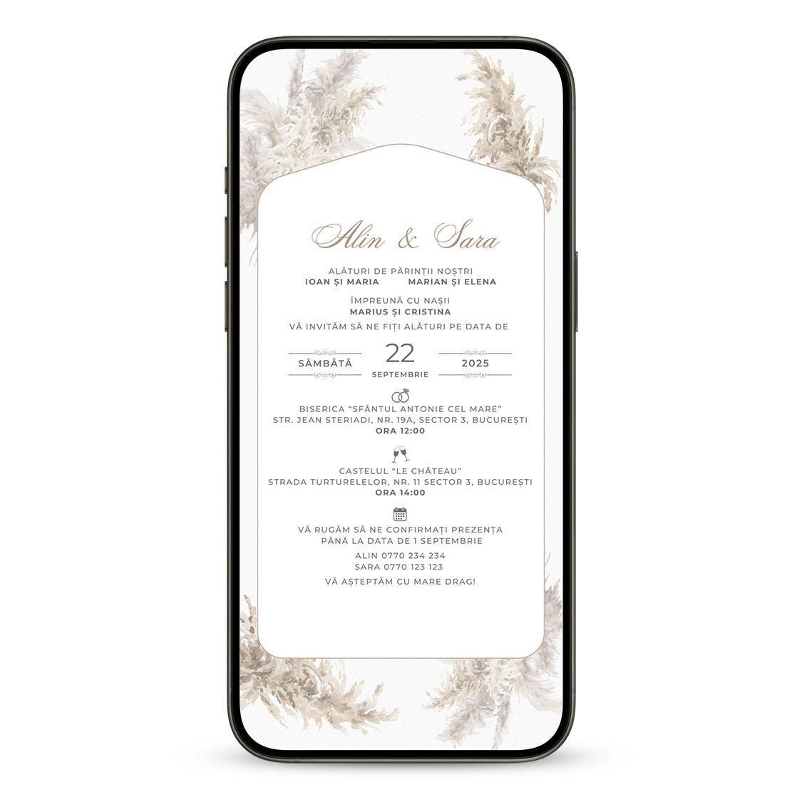 Invitatie Nunta Clasic, Format Digital