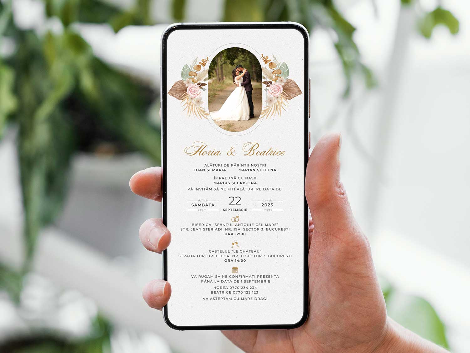 Invitatie Nunta Clasic Retro, Format Digital