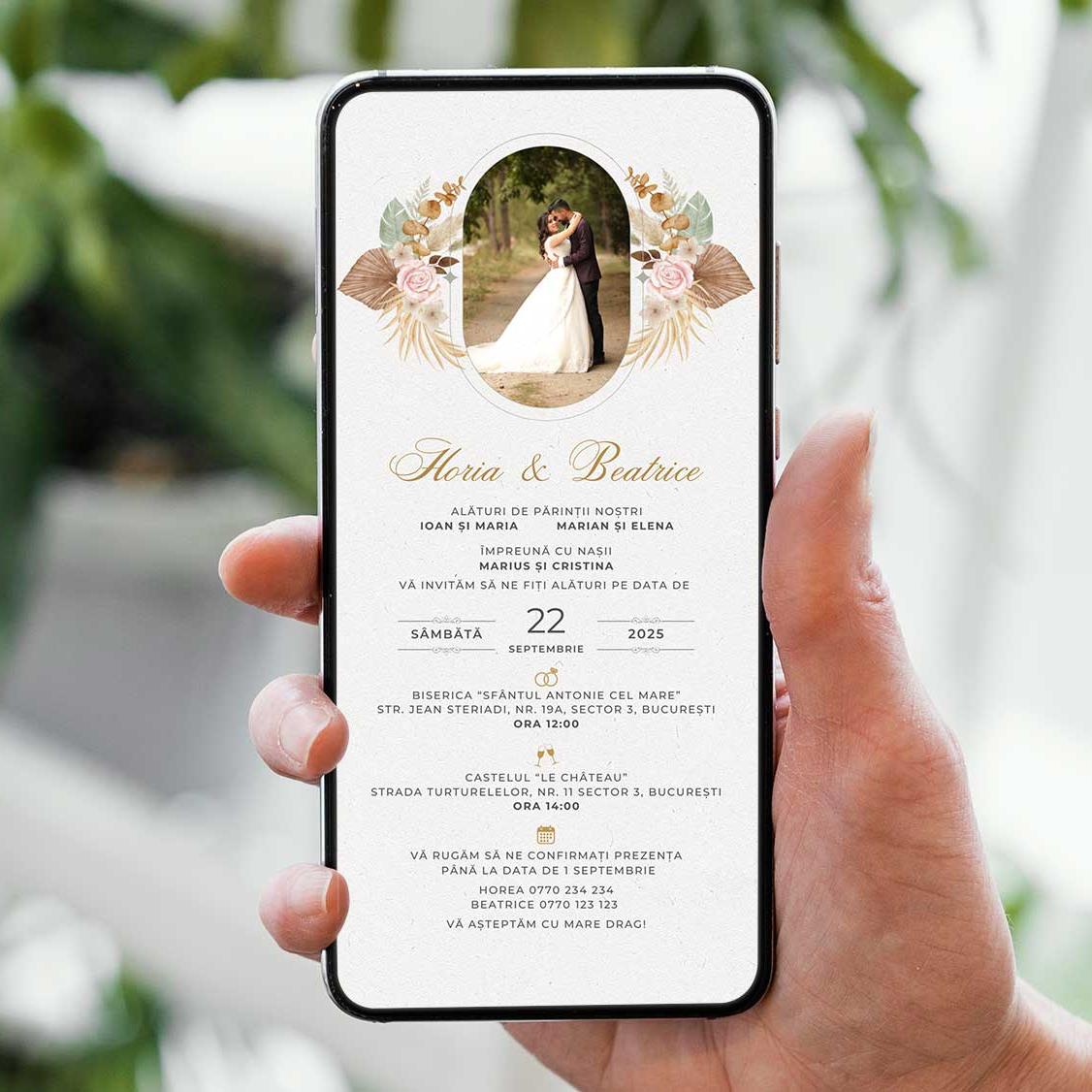 Invitatie Nunta Clasic Retro, Format Digital-BalloonEvents.ro