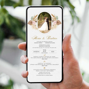 Invitatie Nunta Clasic Retro, Format Digital-BalloonEvents.ro