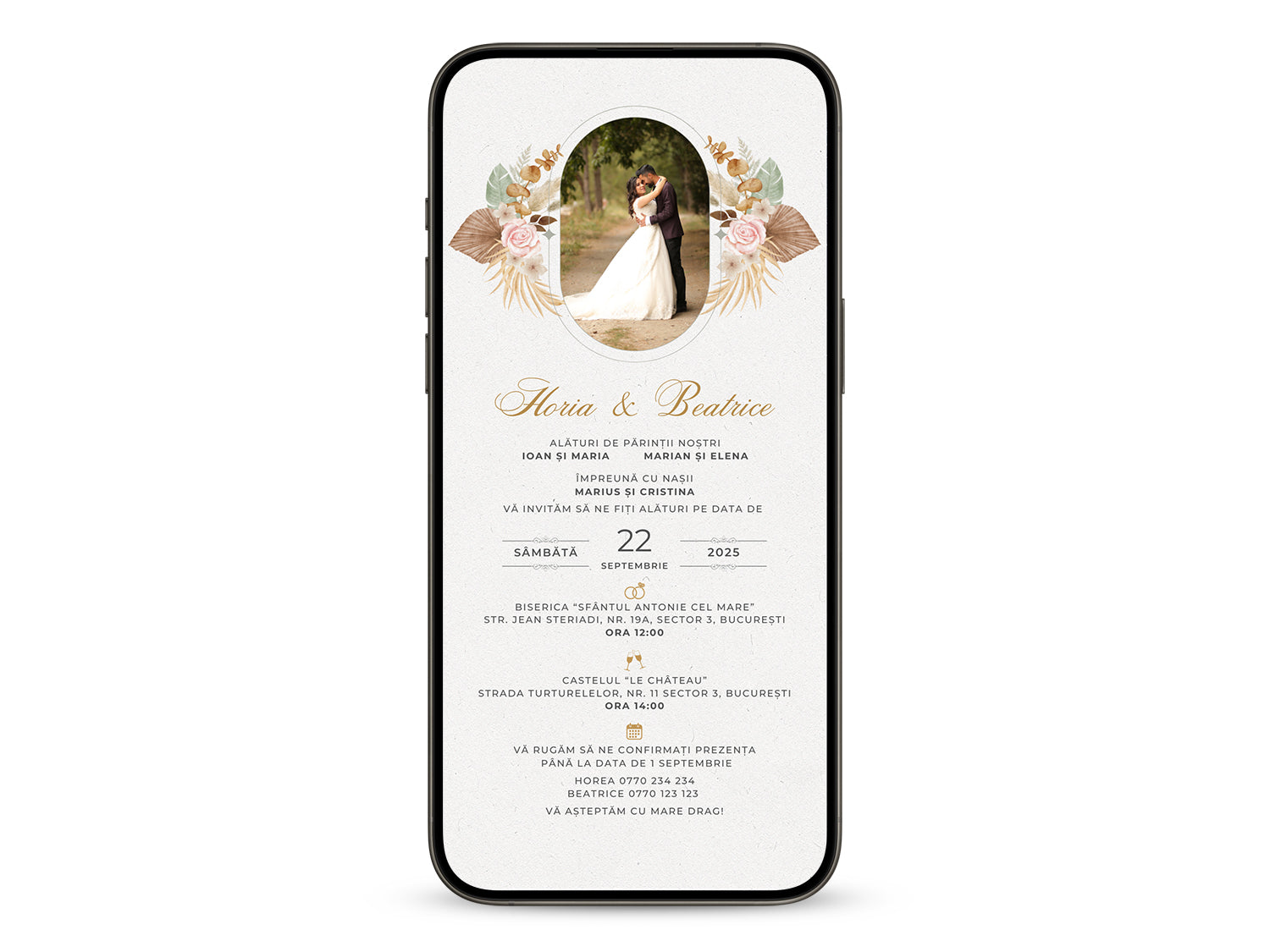 Invitatie Nunta Clasic Retro, Format Digital