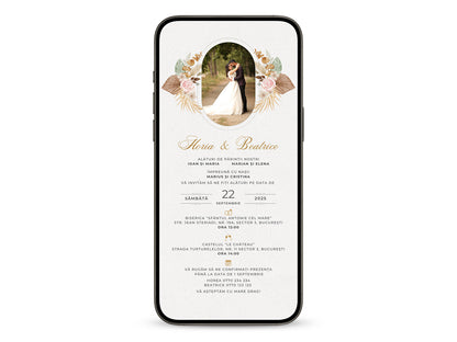 Invitatie Nunta Clasic Retro, Format Digital