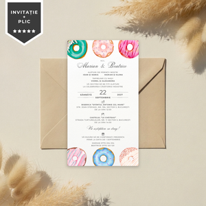 Invitatie Nunta Donuts Fun, Format Digital