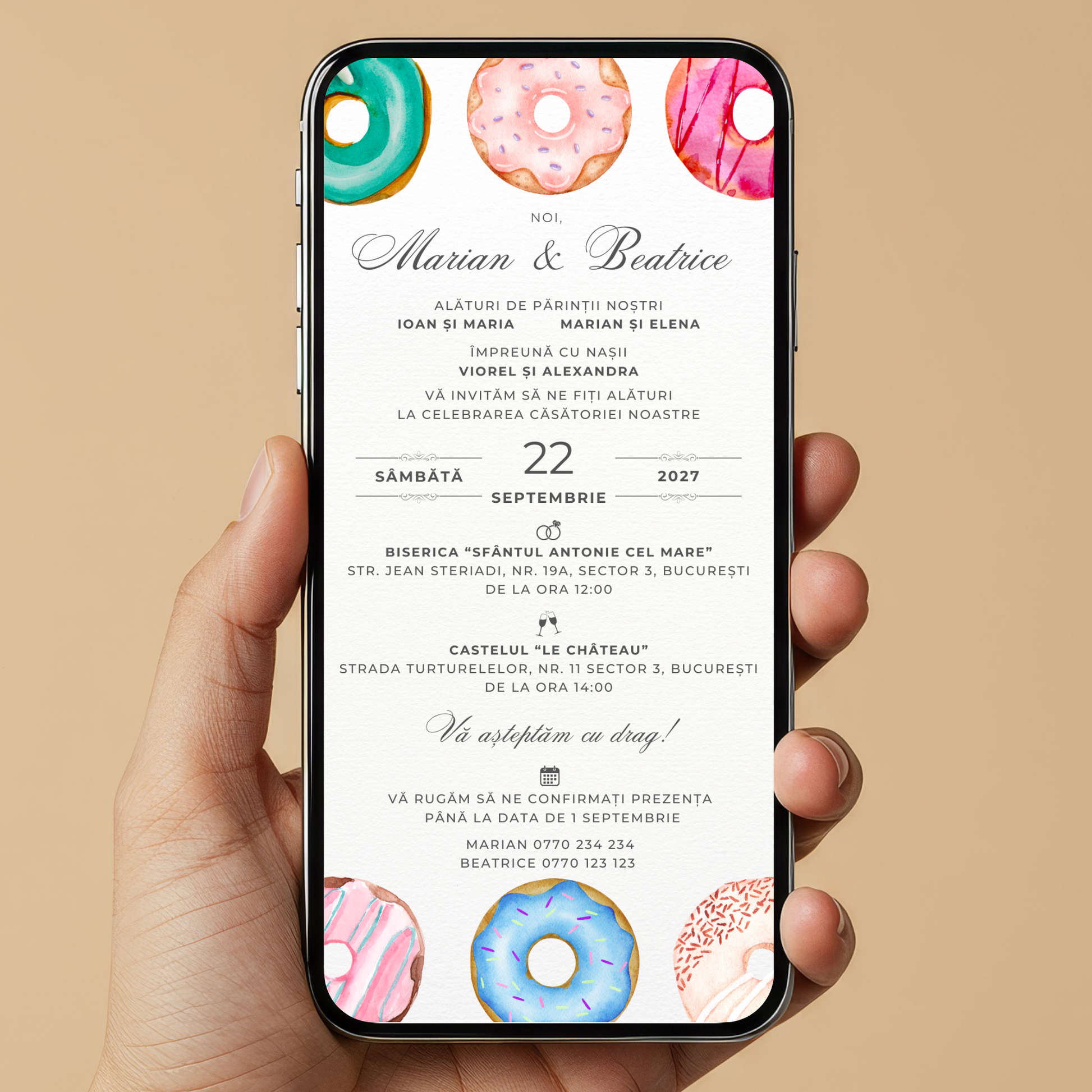 Invitatie Nunta Donuts Fun, Format Digital