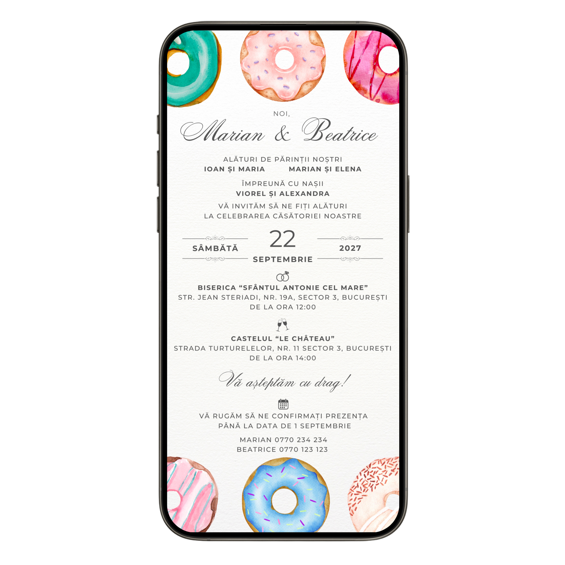 Invitatie Nunta Donuts Fun, Format Digital