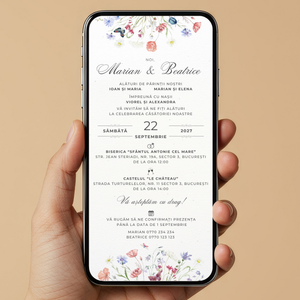 Invitatie Nunta Elegant Flowers, Format Digital
