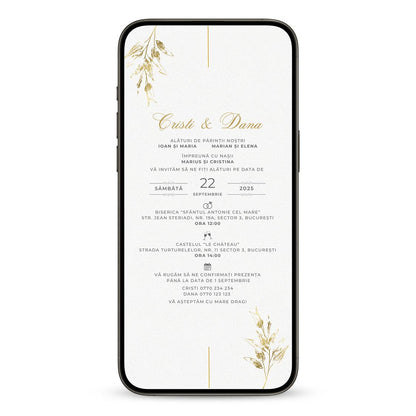 Invitatie Nunta Elegant, Format Digital-BalloonEvents.ro