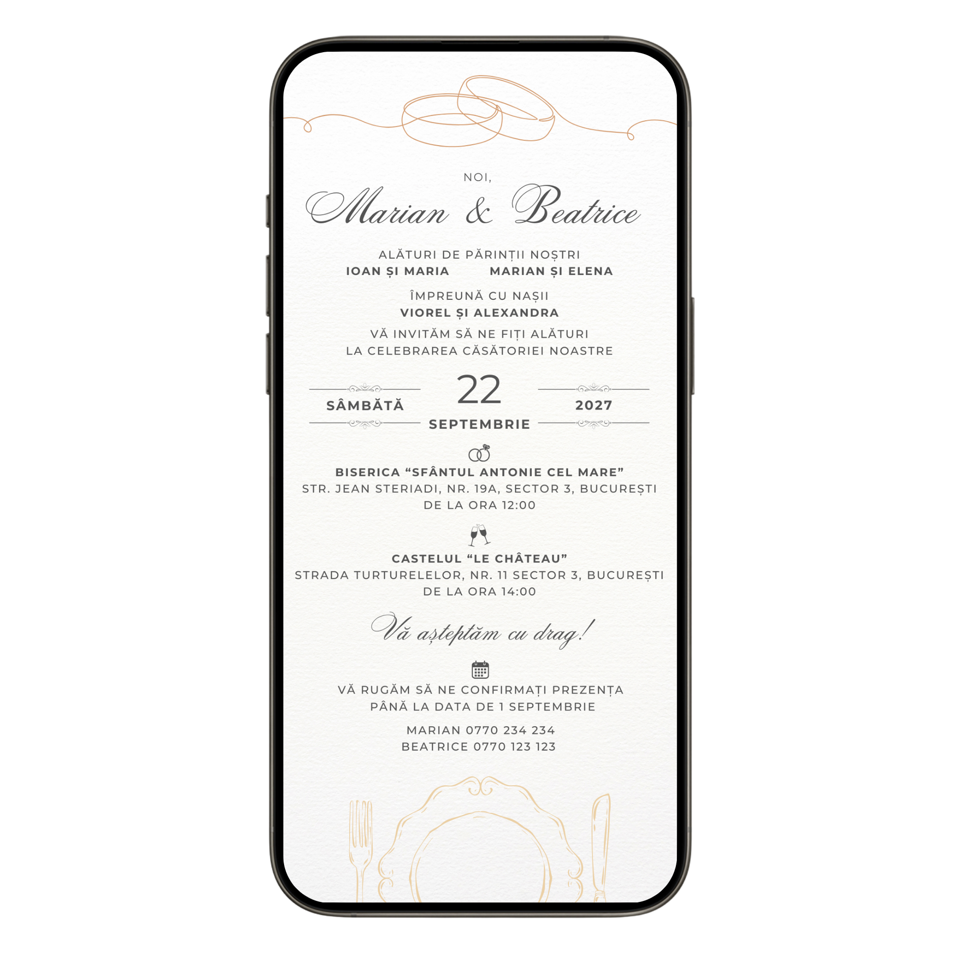 Invitatie Nunta Elegant Party, Format Digital