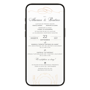 Invitatie Nunta Elegant Party, Format Digital
