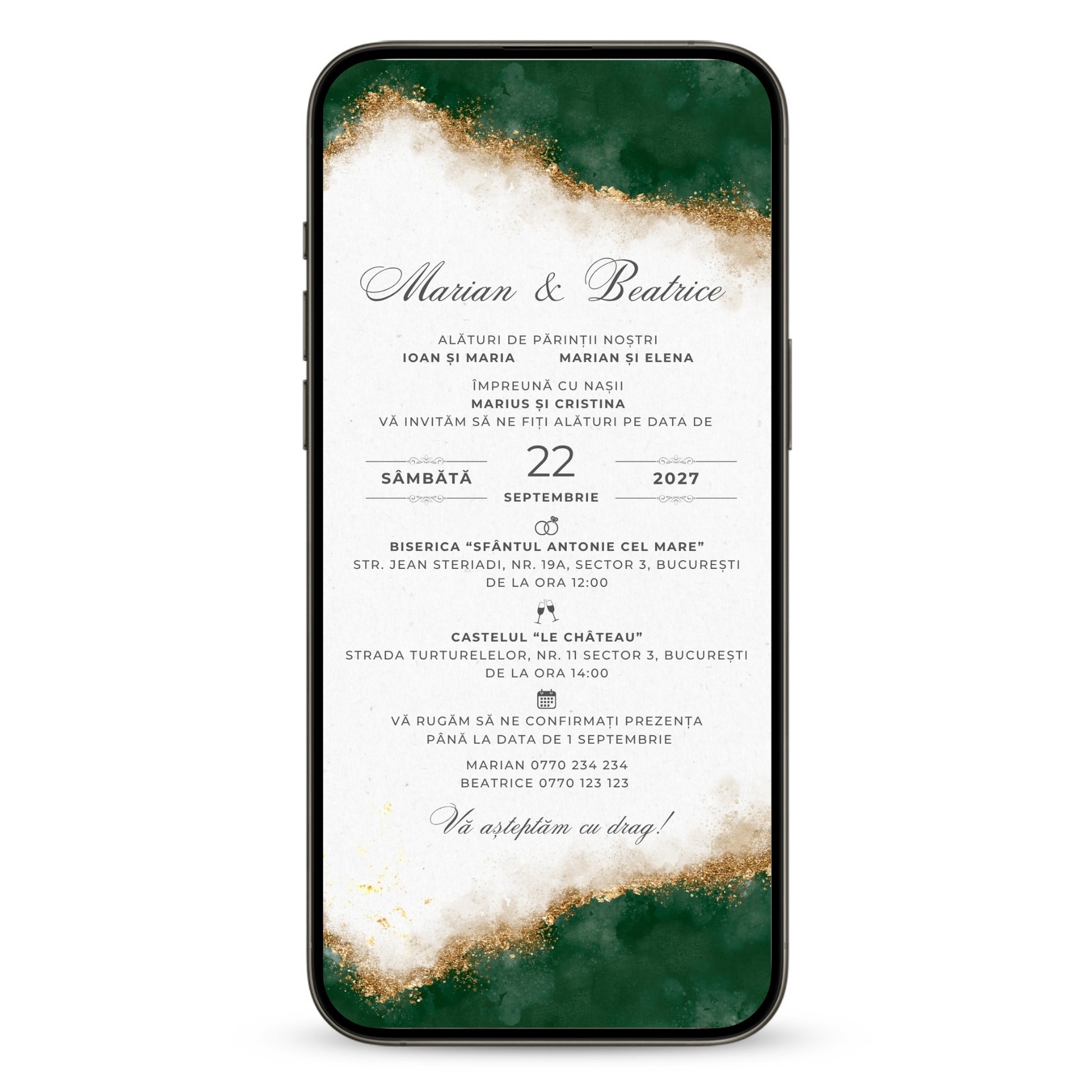 Invitatie Nunta Endless Love Green, Format Digital