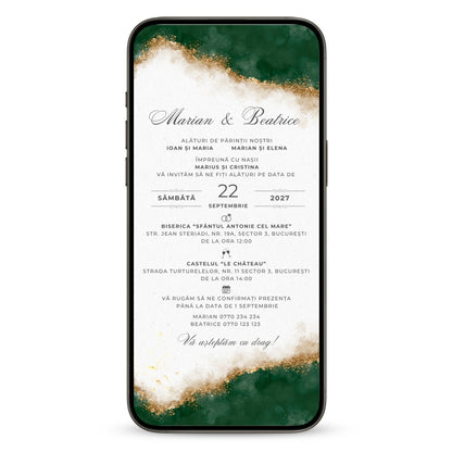 Invitatie Nunta Endless Love Green, Format Digital