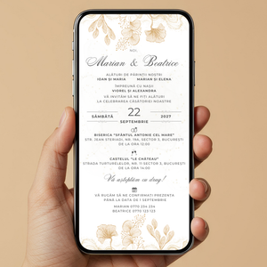 Invitatie Nunta Gold Love, Format Digital