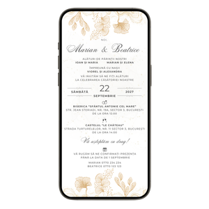 Invitatie Cununie Civila Gold Love, Format Digital