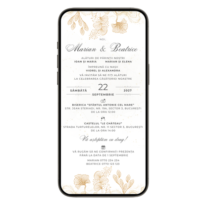 Invitatie Cununie Civila Gold Love, Format Digital