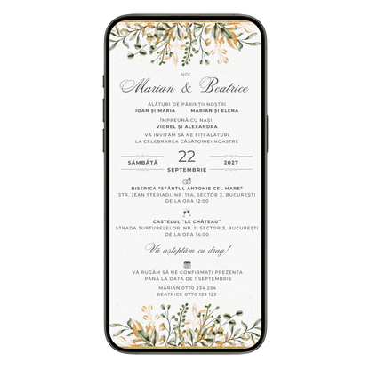 Invitatie Cununie Civila Gold Moments, Format Digital