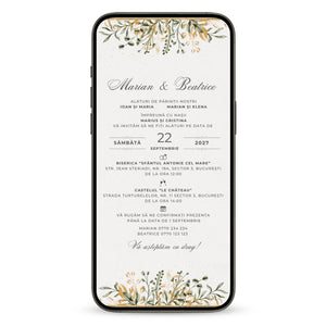 Invitatie Nunta Golden Moment, Format Digital-BalloonEvents.ro