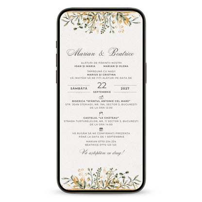 Invitatie Nunta Golden Moment, Format Digital-BalloonEvents.ro