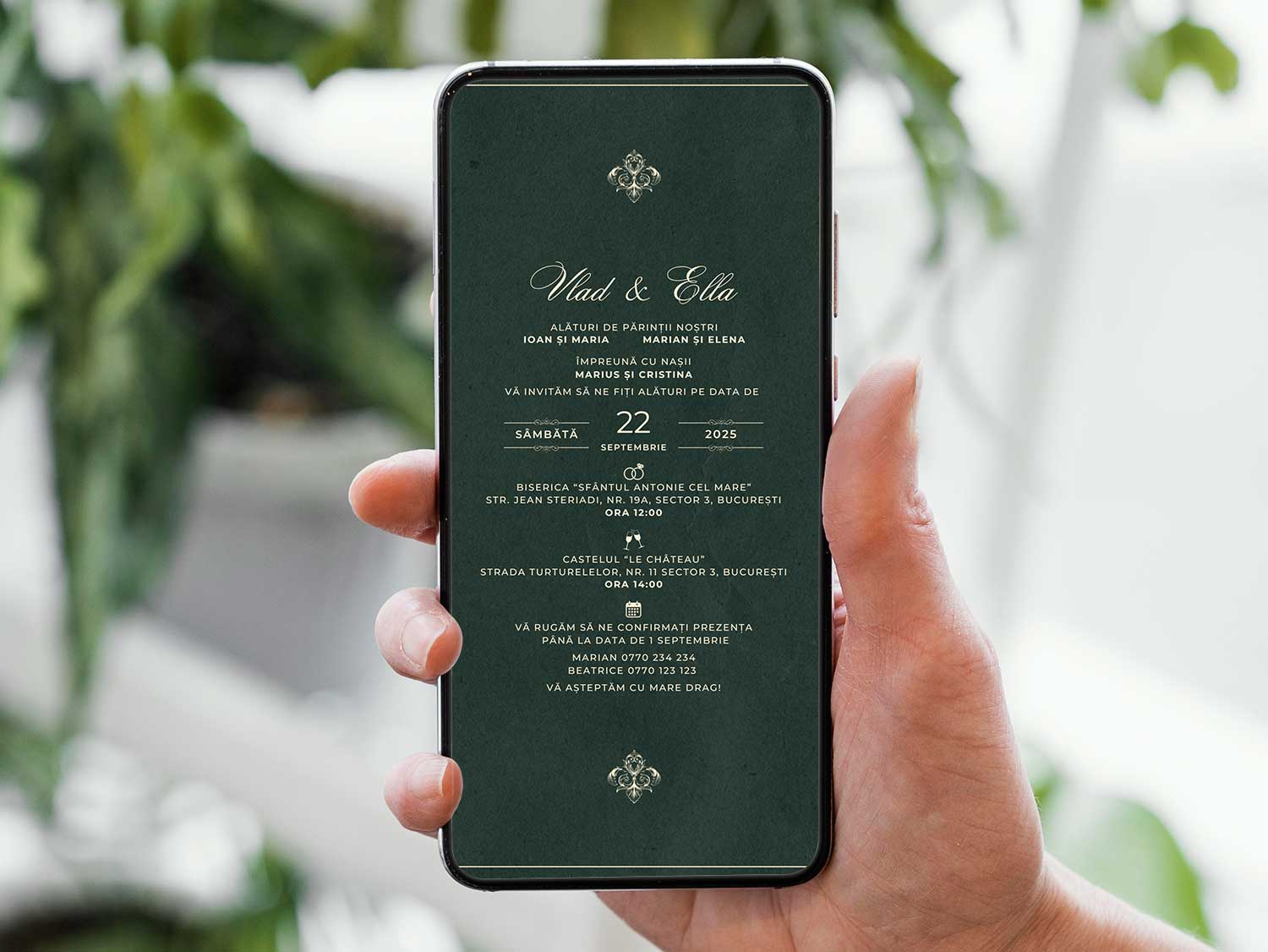 Invitatie Nunta Green Luxury, Format Digital