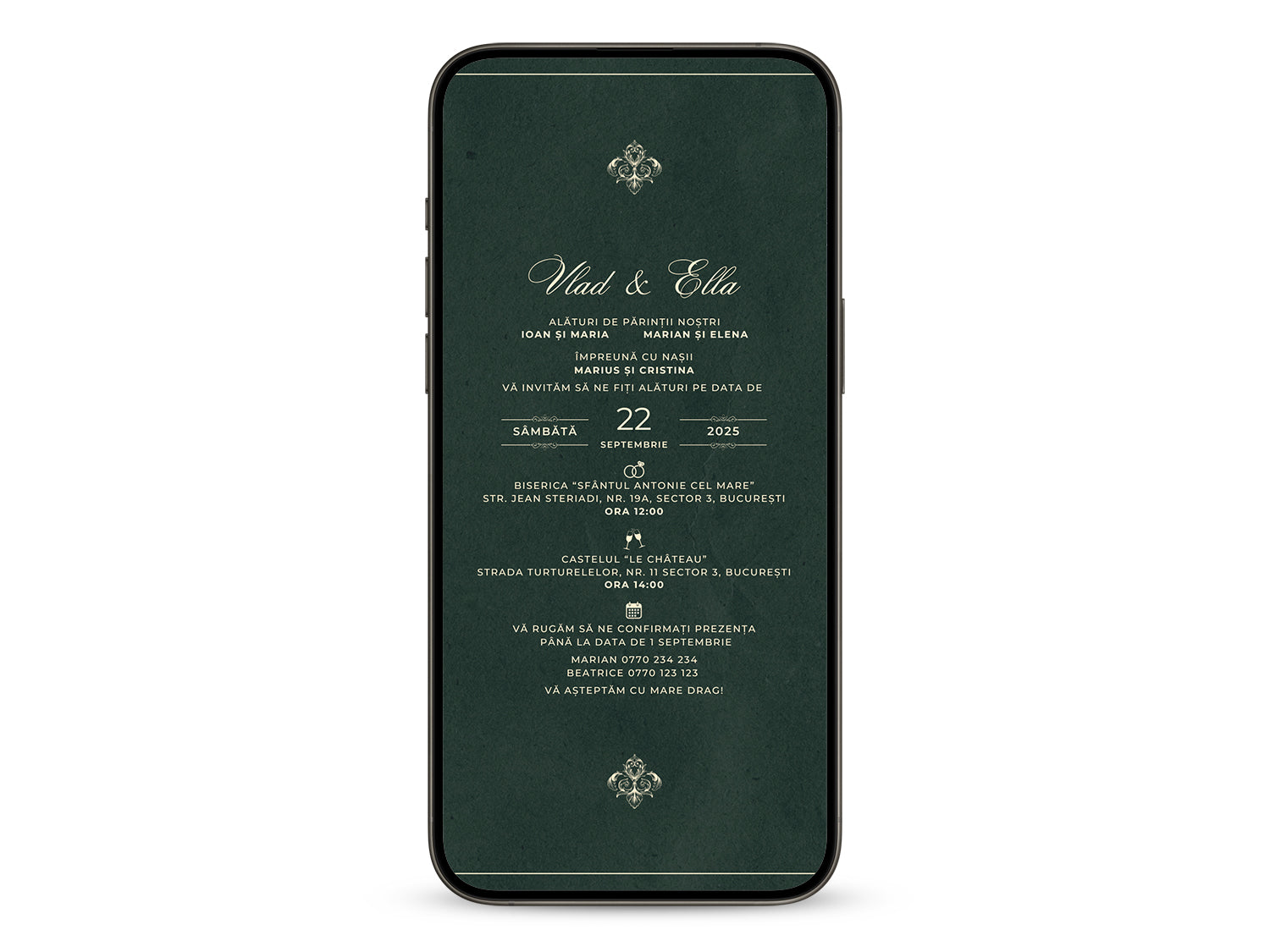 Invitatie Nunta Green Luxury, Format Digital