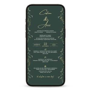 Invitatie Nunta Green Regal, Format Digital-BalloonEvents.ro