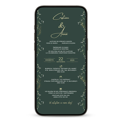 Invitatie Nunta Green Regal, Format Digital-BalloonEvents.ro