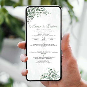 Invitatie Nunta Greenery, Format Digital-BalloonEvents.ro