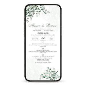 Invitatie Nunta Greenery, Format Digital-BalloonEvents.ro